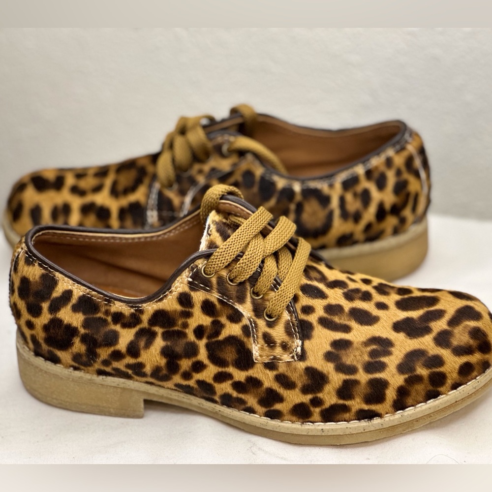 NEW Pratesi- Rare Italian lace-up Brogues in Elegant Leather Leopard Pony shoes